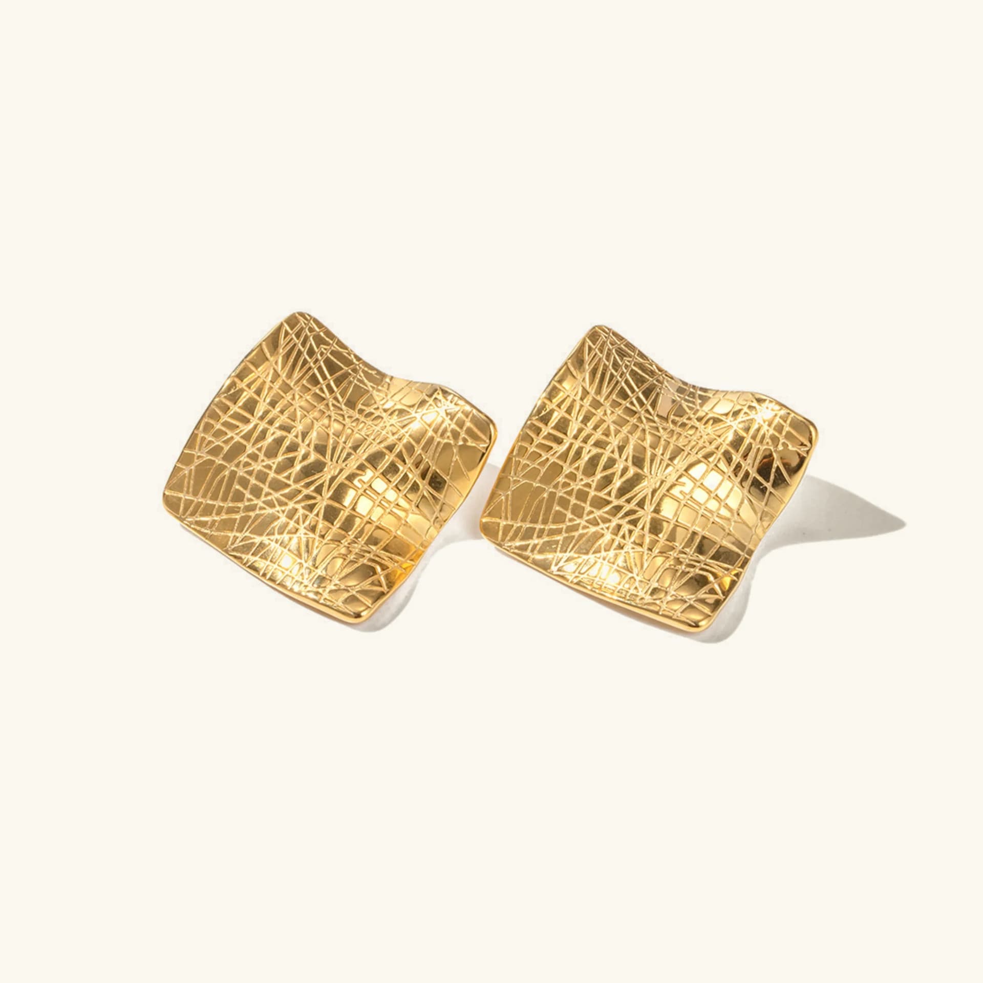 Gold-plated Textured Statement Earrings For by Jewerly