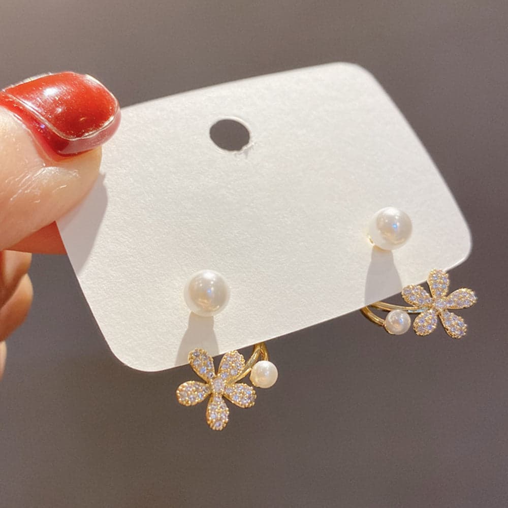 Niche Pearl Flower Earrings Small Earrings by Bling Queen