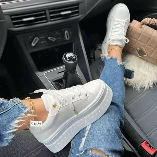Casual Platform Shoes Flat Sneakers by Coffee Jasper