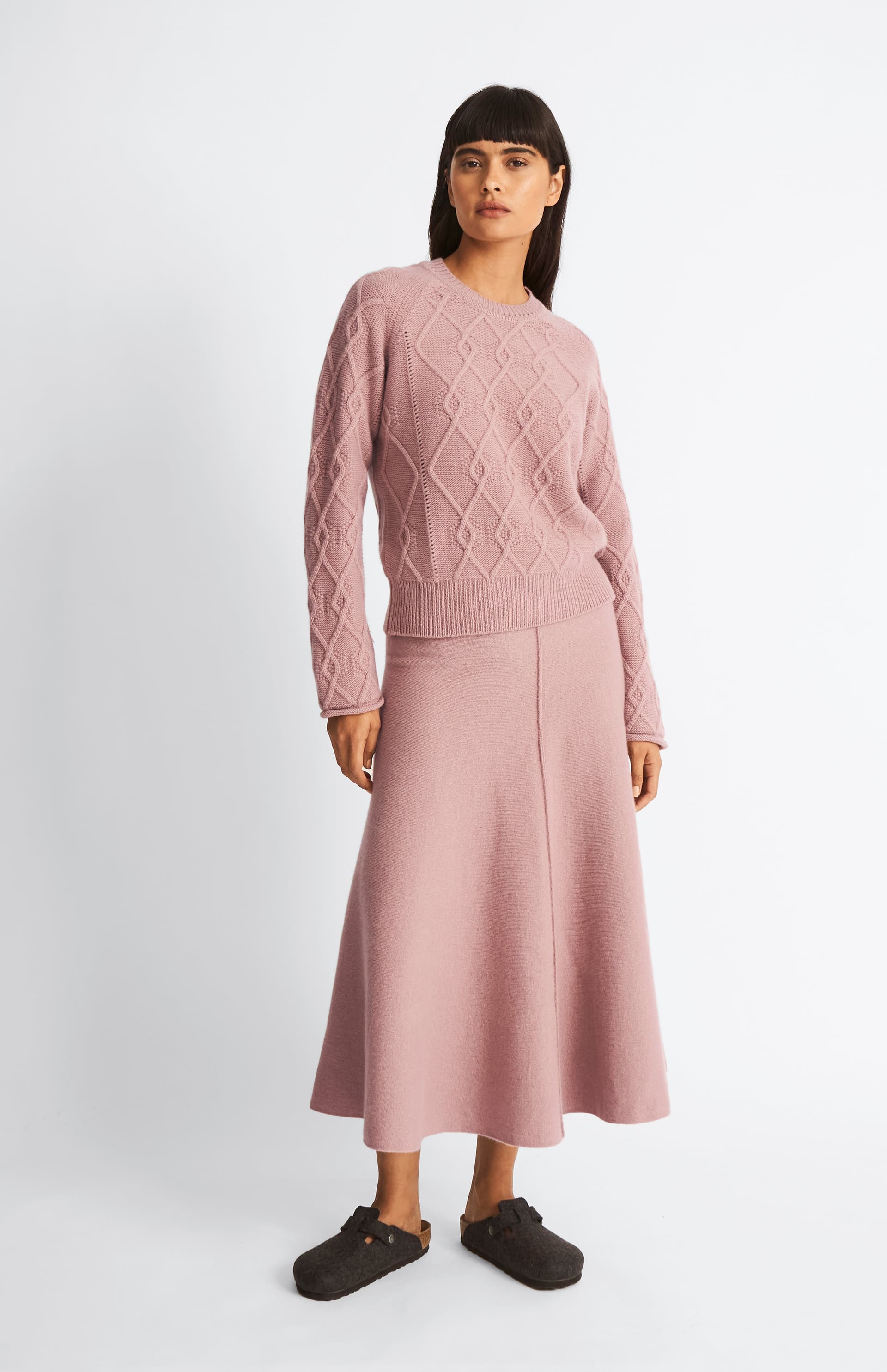 Cashmere Blend Midi Skirt In Dusty Pink by Pringle Outlet