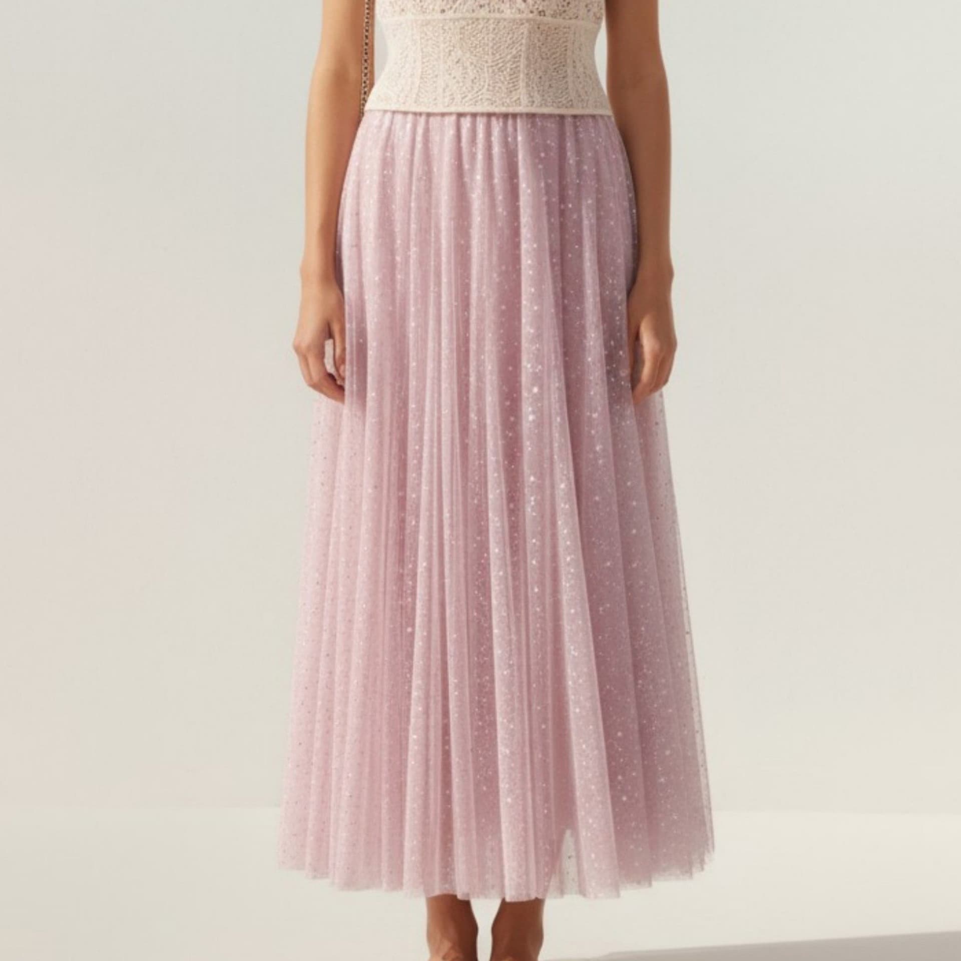 Anna-kaci Sparkle Tulle Midi Skirt With Soft Flowing by Anna-Kaci